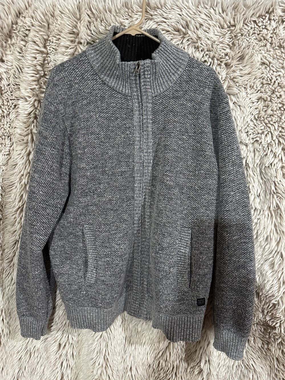 Buffalo David Bitton Men's Heather Gray Zip-Up Knit Sweater